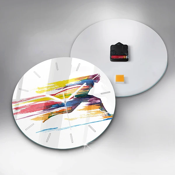 Wanduhr glas rund Illustration eines Läufers