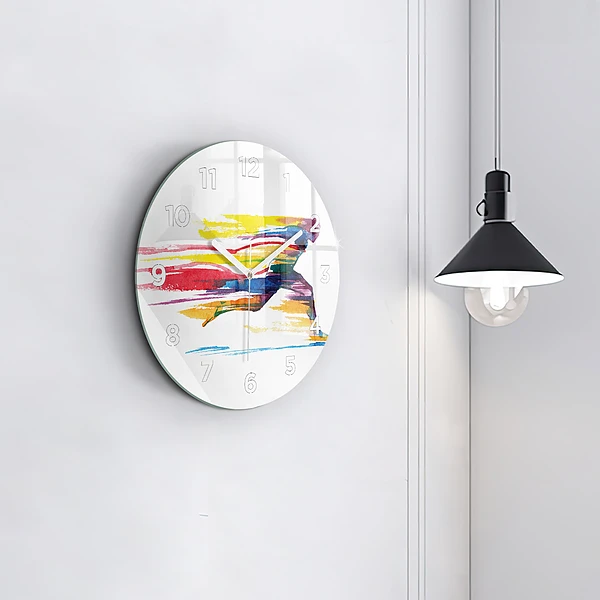 Wanduhr glas rund Illustration eines Läufers