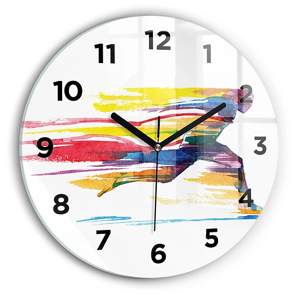 Wanduhr glas rund Illustration eines Läufers