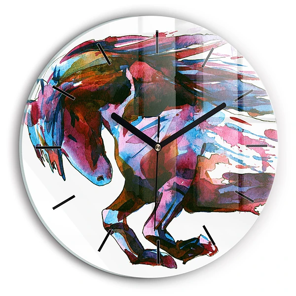 Wanduhr rund Pferd auf der Flucht