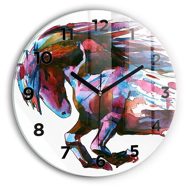 Wanduhr rund Pferd auf der Flucht