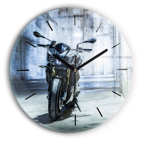 Wanduhr rund mit motiv Motorrad in einer Gasse