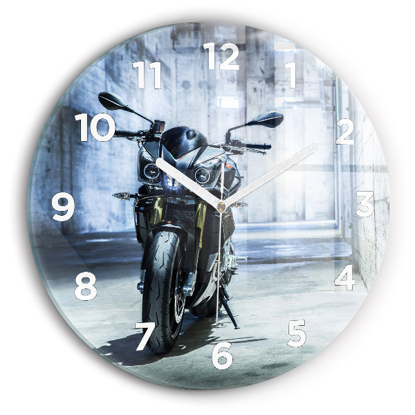 Wanduhr rund mit motiv Motorrad in einer Gasse