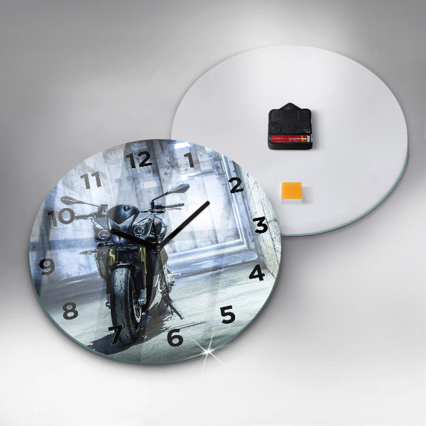 Wanduhr rund mit motiv Motorrad in einer Gasse