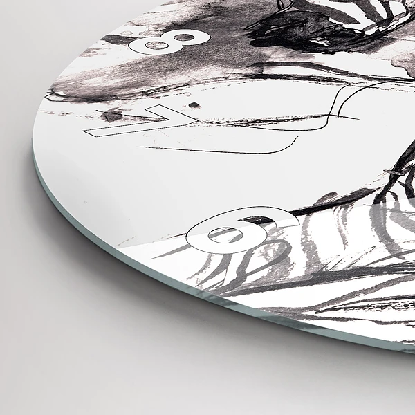 Wanduhr rund Frau und Zebras