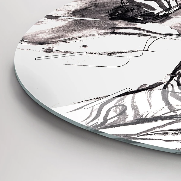 Wanduhr rund Frau und Zebras