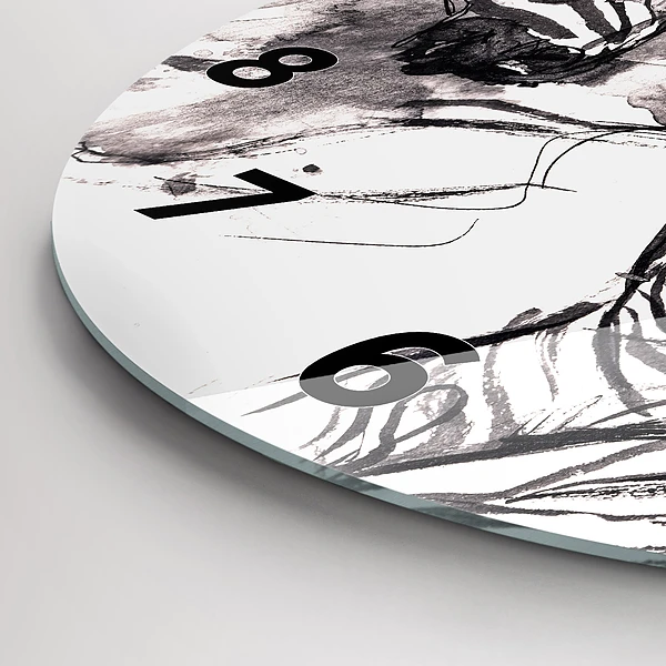 Wanduhr rund Frau und Zebras