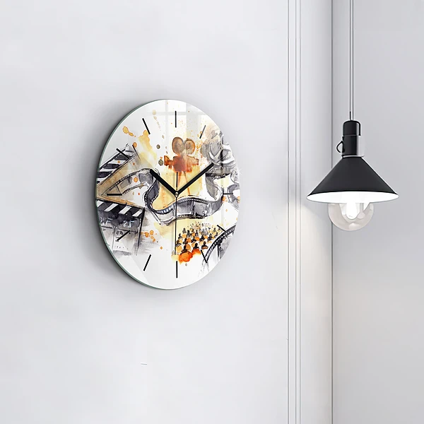 Wanduhr rund mit motiv Kinematographie Kamera