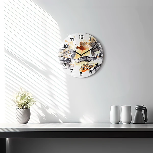 Wanduhr rund mit motiv Kinematographie Kamera