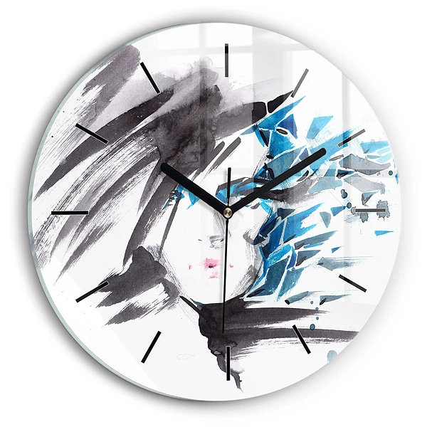 Wanduhr rund mit motiv Abstraktes Gesicht einer Frau