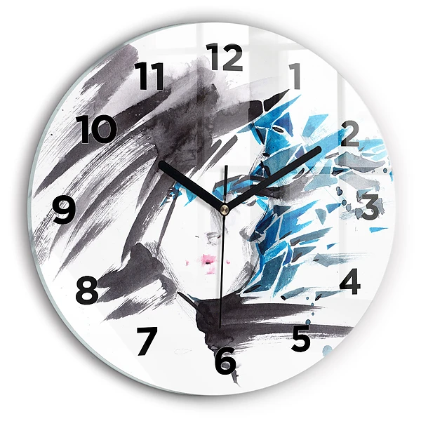 Wanduhr rund mit motiv Abstraktes Gesicht einer Frau