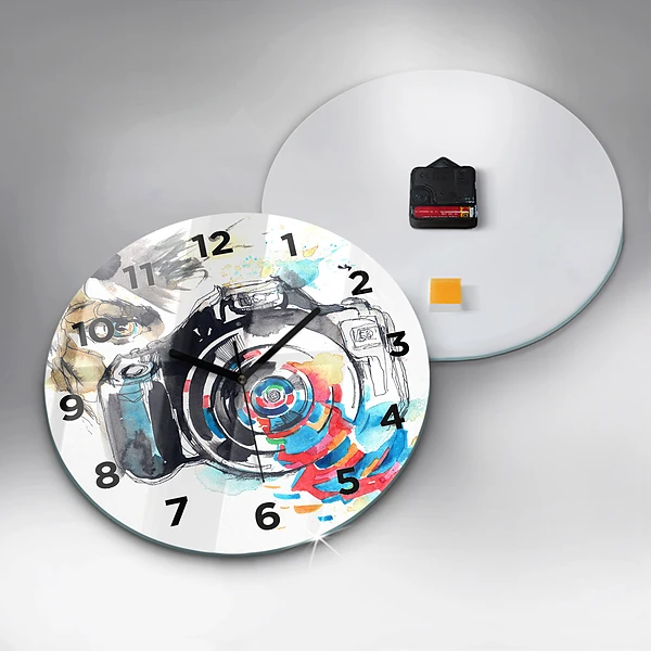 Wanduhr rund Fotografin mit Kamera