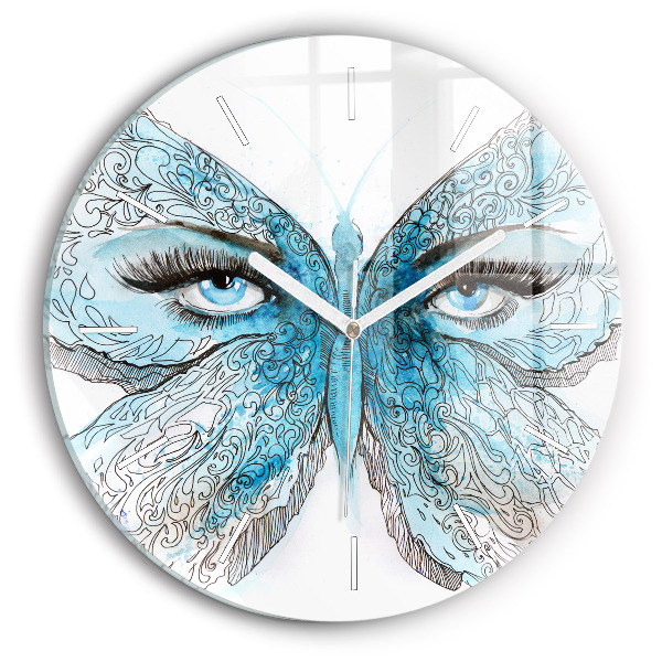 Wanduhr rund mit motiv Gesicht in Form eines Schmetterlings