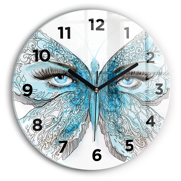 Wanduhr rund mit motiv Gesicht in Form eines Schmetterlings