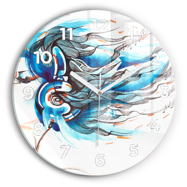 Wanduhr rund mit motiv Illustration eines Kopfhörers