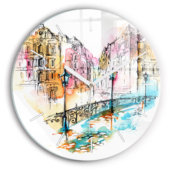 Wanduhr rund Gemalte Architektur