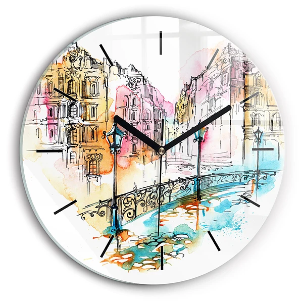 Wanduhr rund Gemalte Architektur