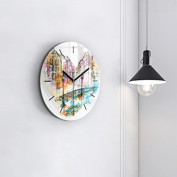 Wanduhr rund Gemalte Architektur