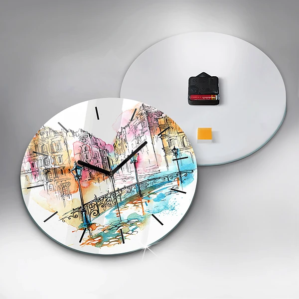Wanduhr rund Gemalte Architektur