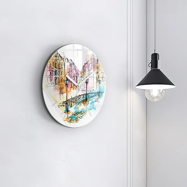 Wanduhr rund Gemalte Architektur