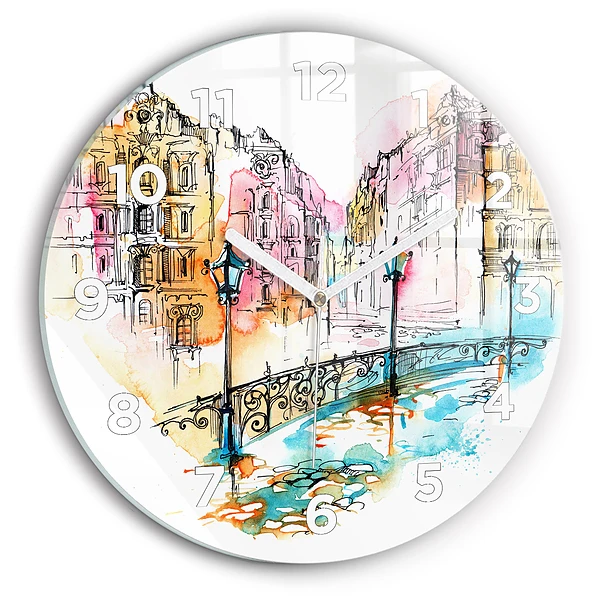 Wanduhr rund Gemalte Architektur