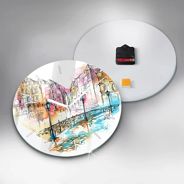 Wanduhr rund Gemalte Architektur