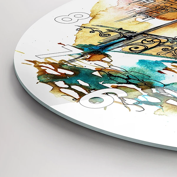 Wanduhr rund Gemalte Architektur