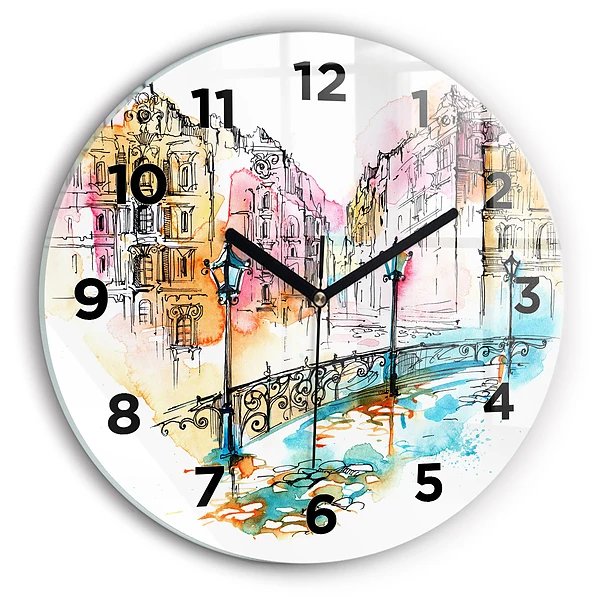 Wanduhr rund Gemalte Architektur