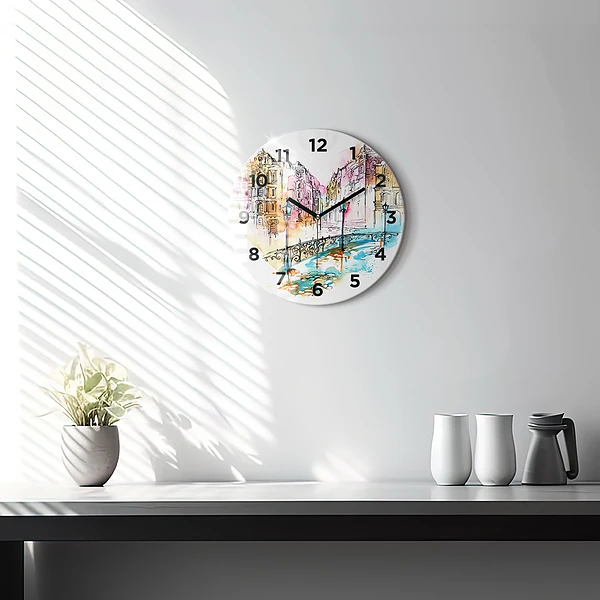 Wanduhr rund Gemalte Architektur