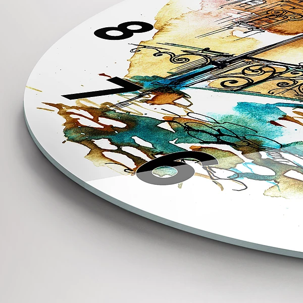 Wanduhr rund Gemalte Architektur