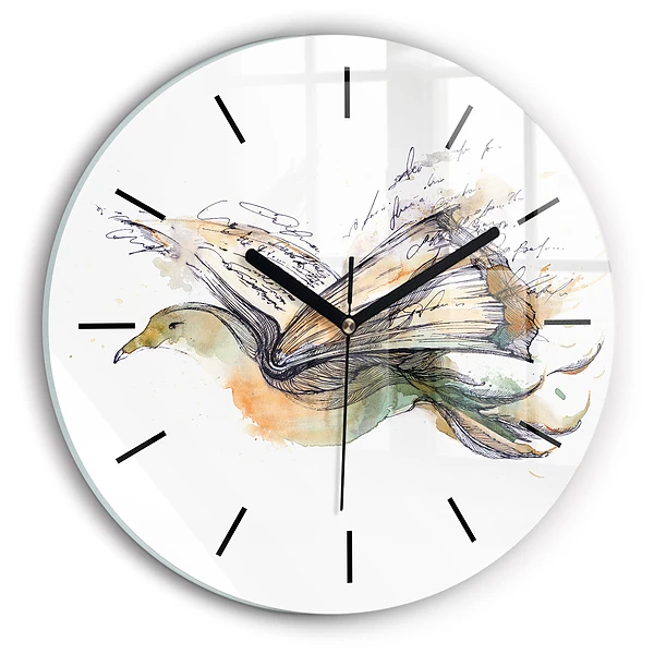 Wanduhr glas rund Vogel-Buch