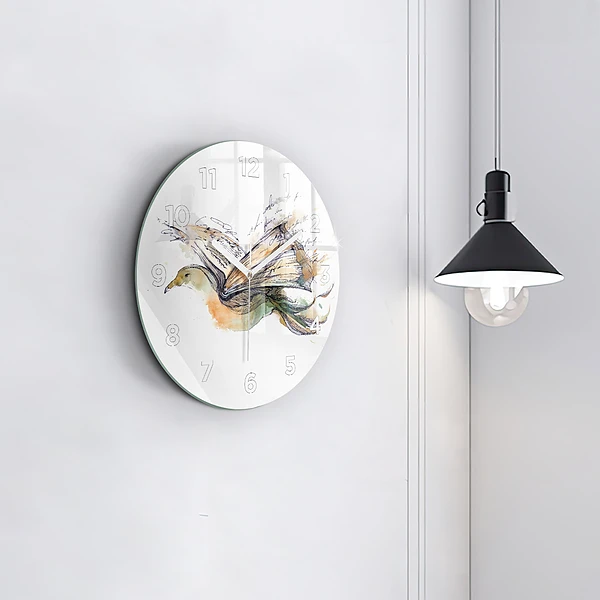 Wanduhr glas rund Vogel-Buch