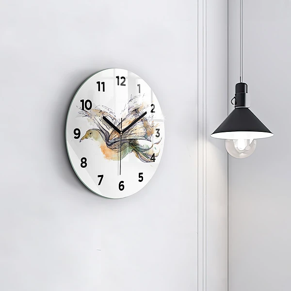 Wanduhr glas rund Vogel-Buch