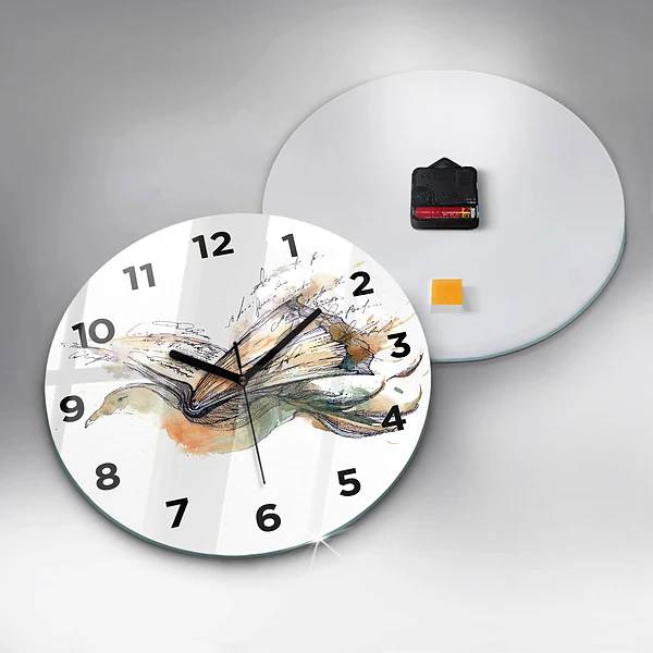 Wanduhr glas rund Vogel-Buch