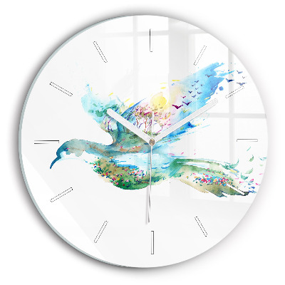 Wanduhr rund mit motiv Vogel und Frühling Abstraktion