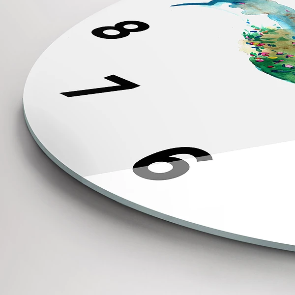 Wanduhr rund mit motiv Vogel und Frühling Abstraktion