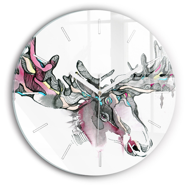 Wanduhr rund mit motiv Elch abstrakt