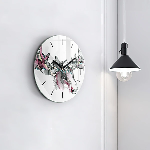 Wanduhr rund mit motiv Elch abstrakt