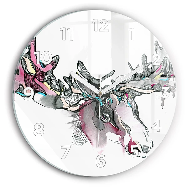 Wanduhr rund mit motiv Elch abstrakt