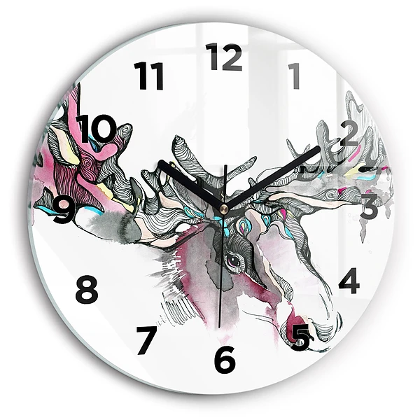 Wanduhr rund mit motiv Elch abstrakt