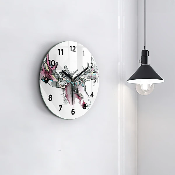 Wanduhr rund mit motiv Elch abstrakt