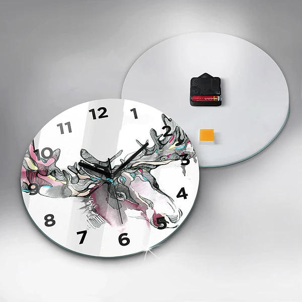 Wanduhr rund mit motiv Elch abstrakt