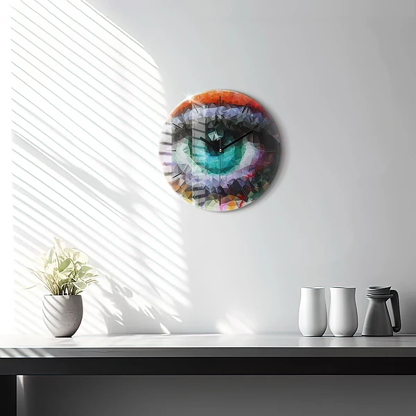Wanduhr rund Farbiges menschliches Auge