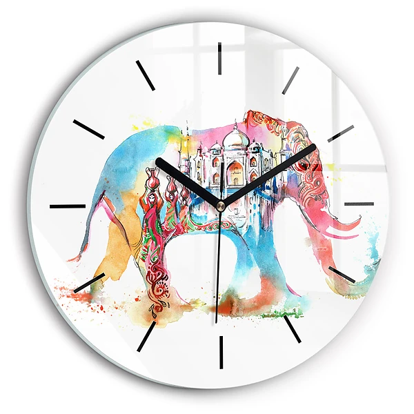 Wanduhr glas rund Kultur von Indien