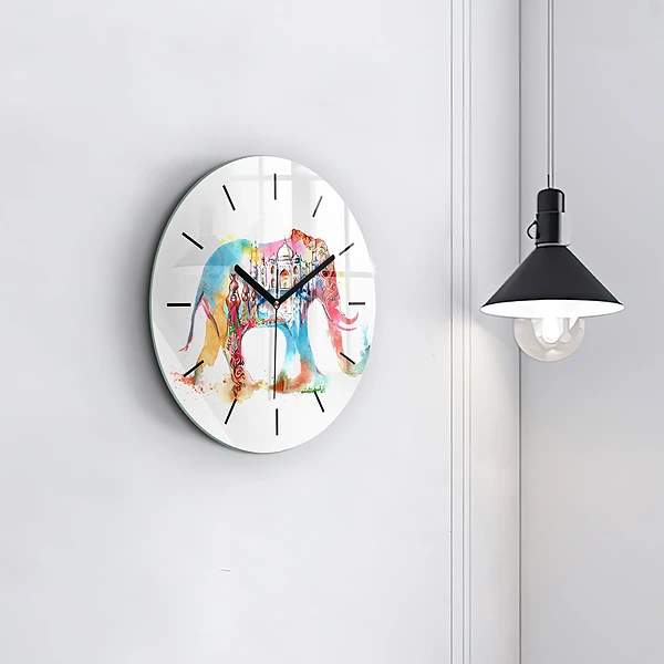 Wanduhr glas rund Kultur von Indien