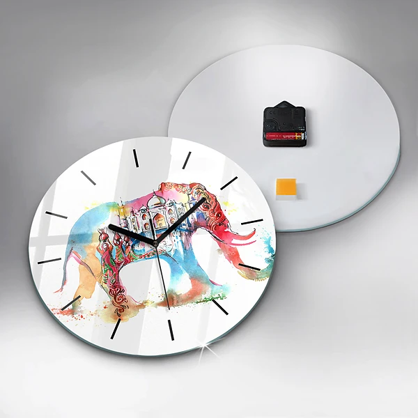Wanduhr glas rund Kultur von Indien