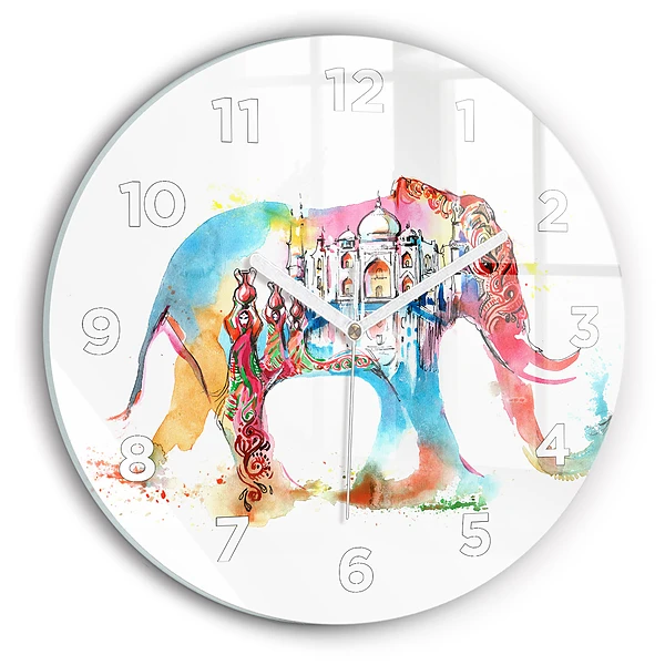 Wanduhr glas rund Kultur von Indien