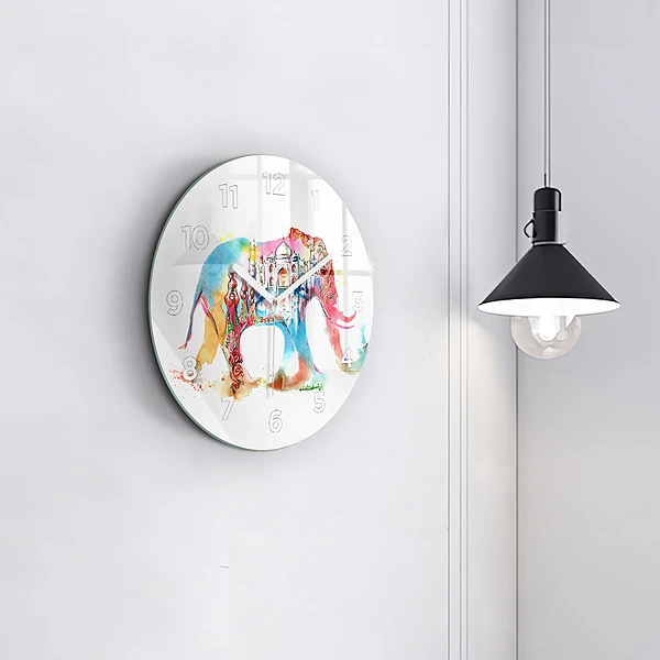 Wanduhr glas rund Kultur von Indien