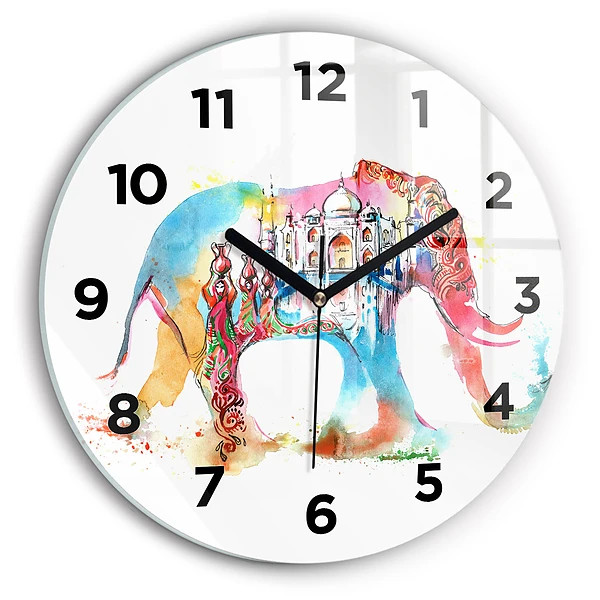 Wanduhr glas rund Kultur von Indien