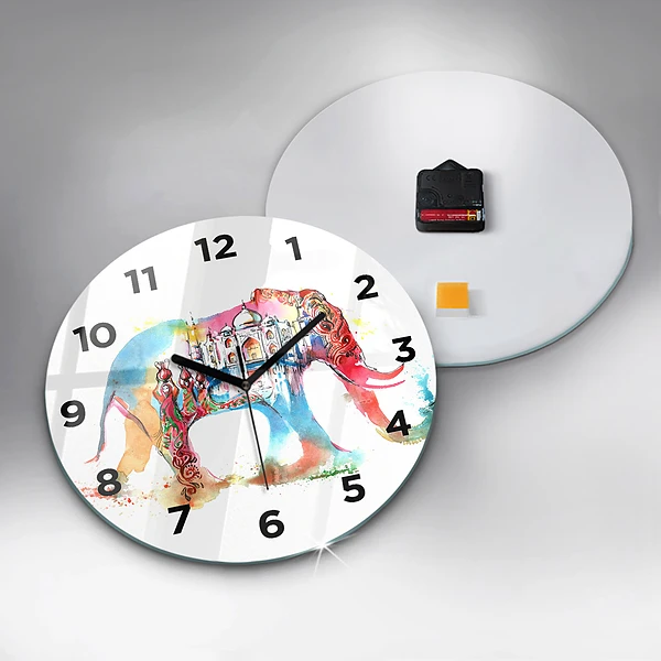 Wanduhr glas rund Kultur von Indien